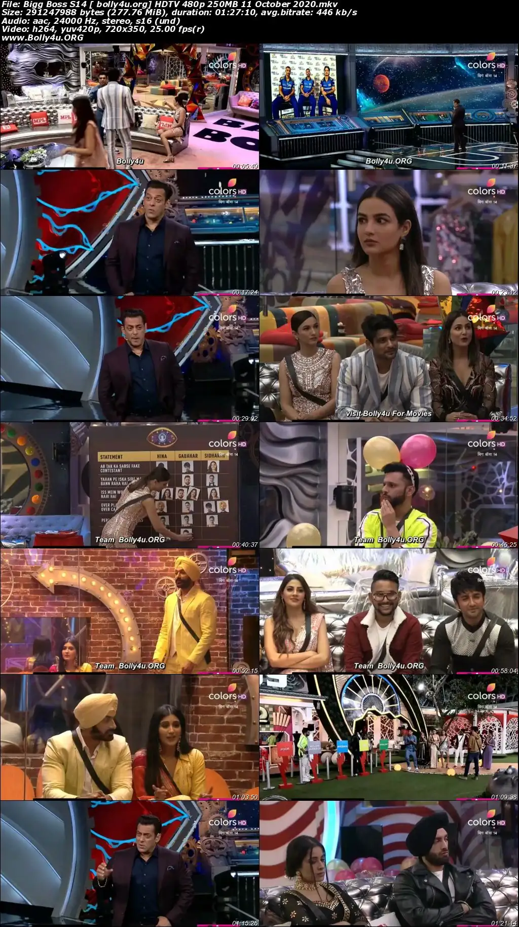 Bigg Boss S14 HDTV 480p 250MB 11 October 2020 Download