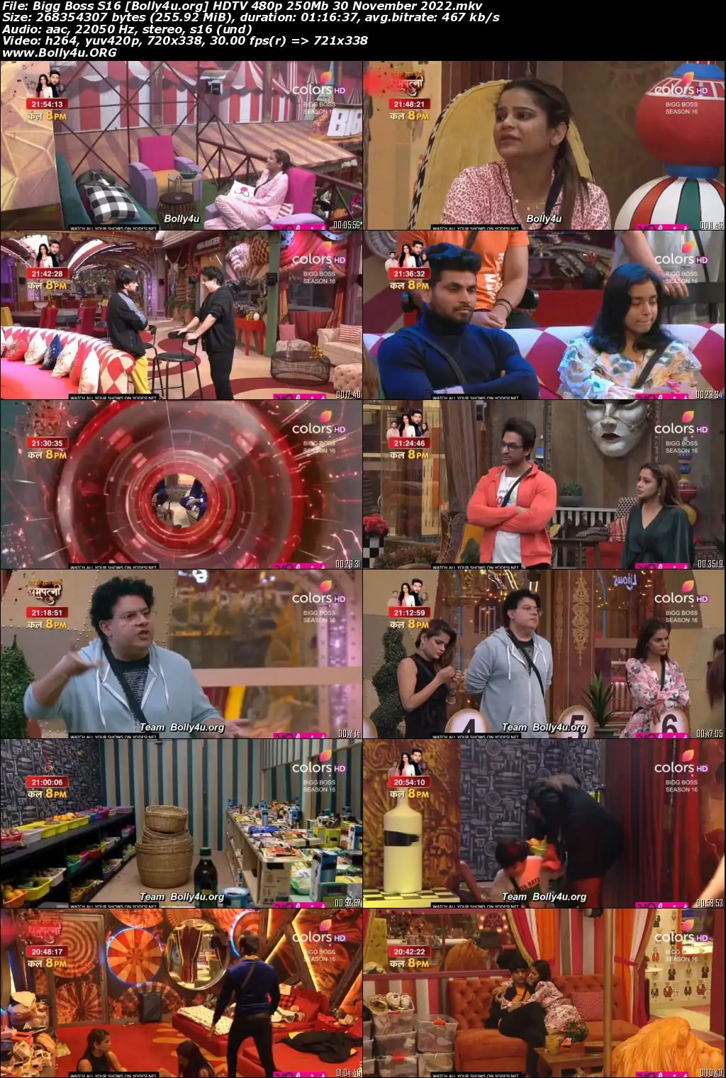 Bigg Boss S16 HDTV 480p 250Mb 30 November 2022 Download