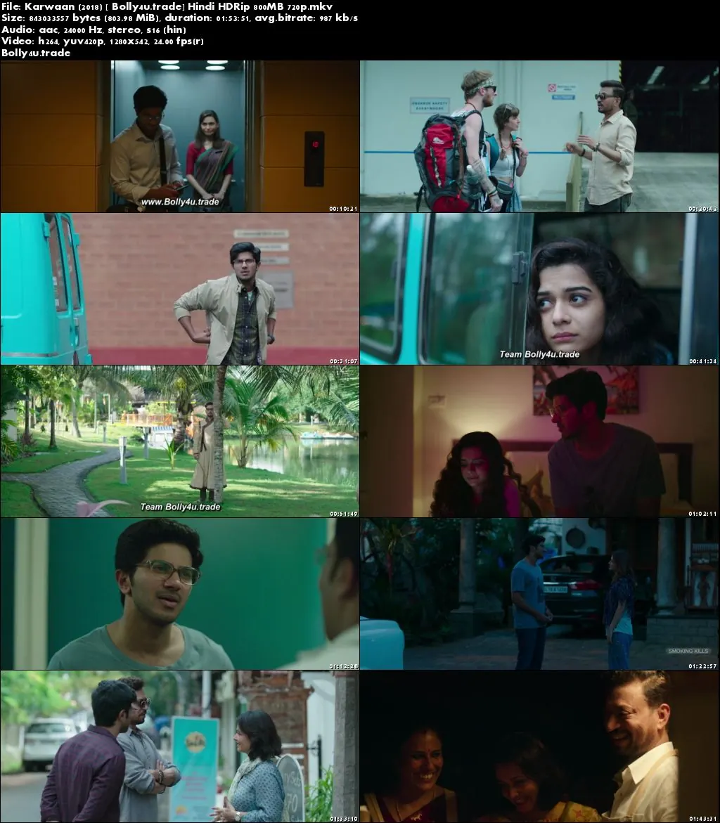 Karwaan 2018 HDRip 800Mb Full Hindi Movie Download 720p