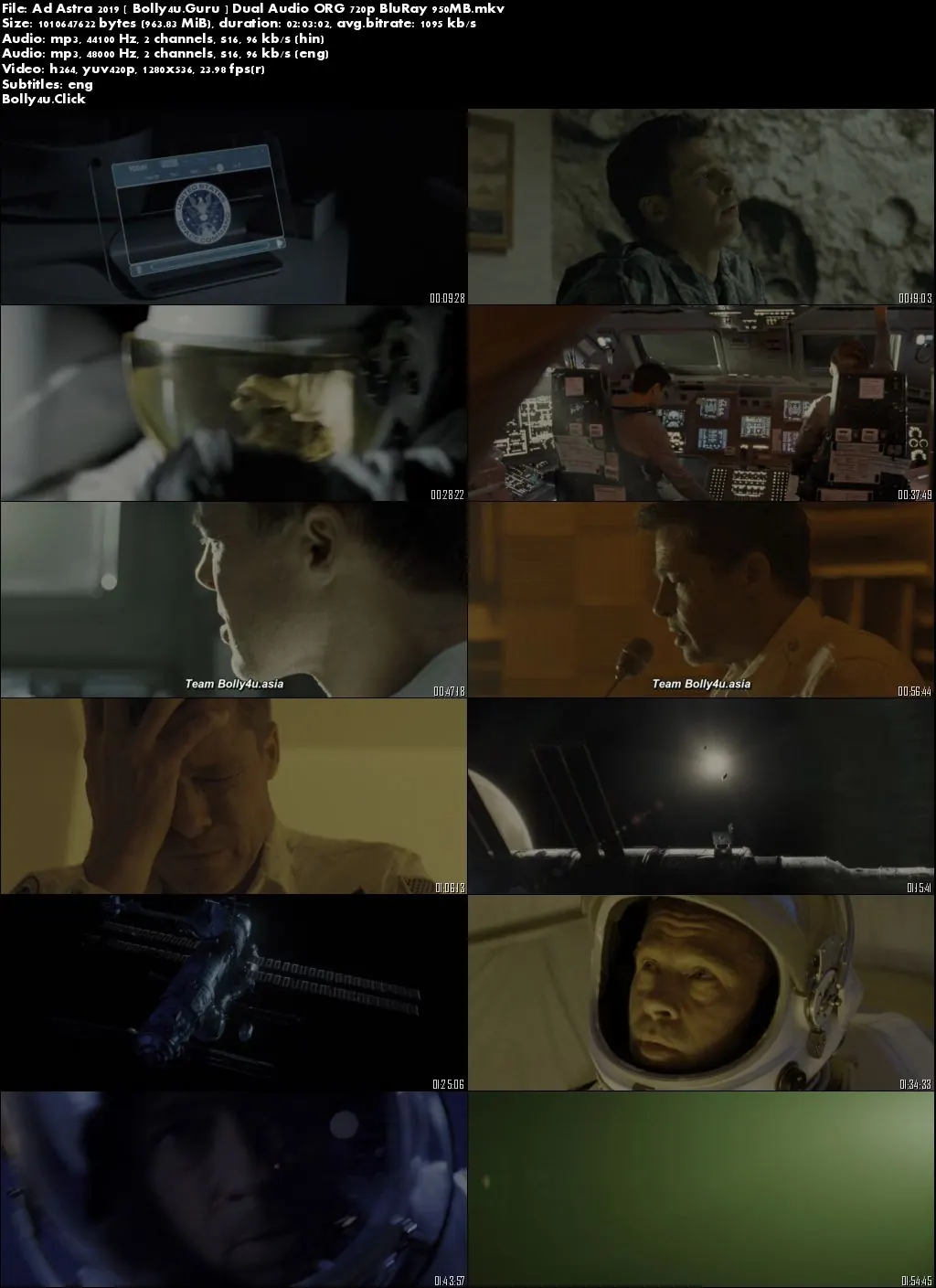 Ad Astra 2019 BluRay 950Mb Hindi Dual Audio ORG 720p ESub Download