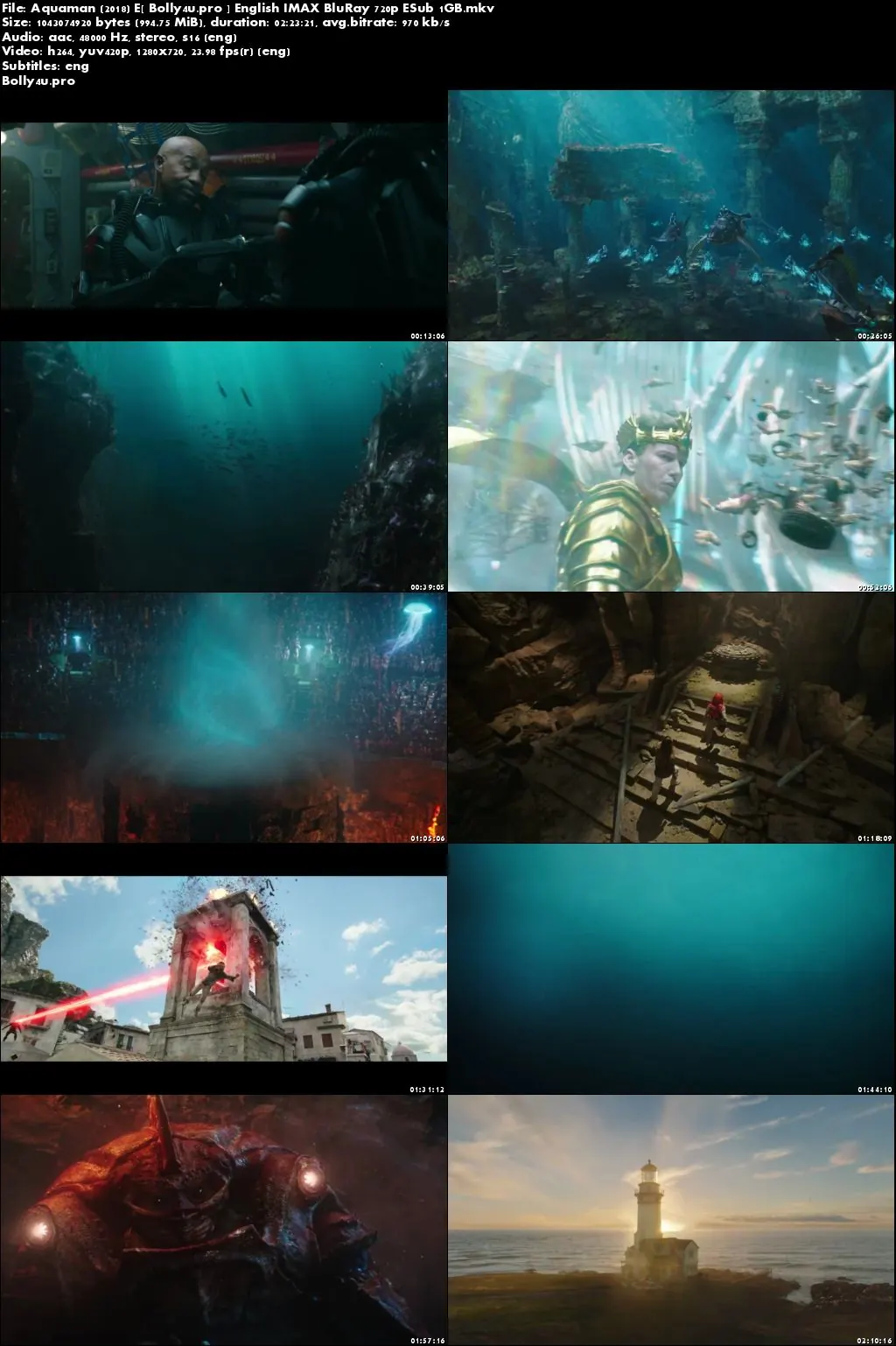 Aquaman 2018 BRRip 400MB English IMAX 480p ESubs Download