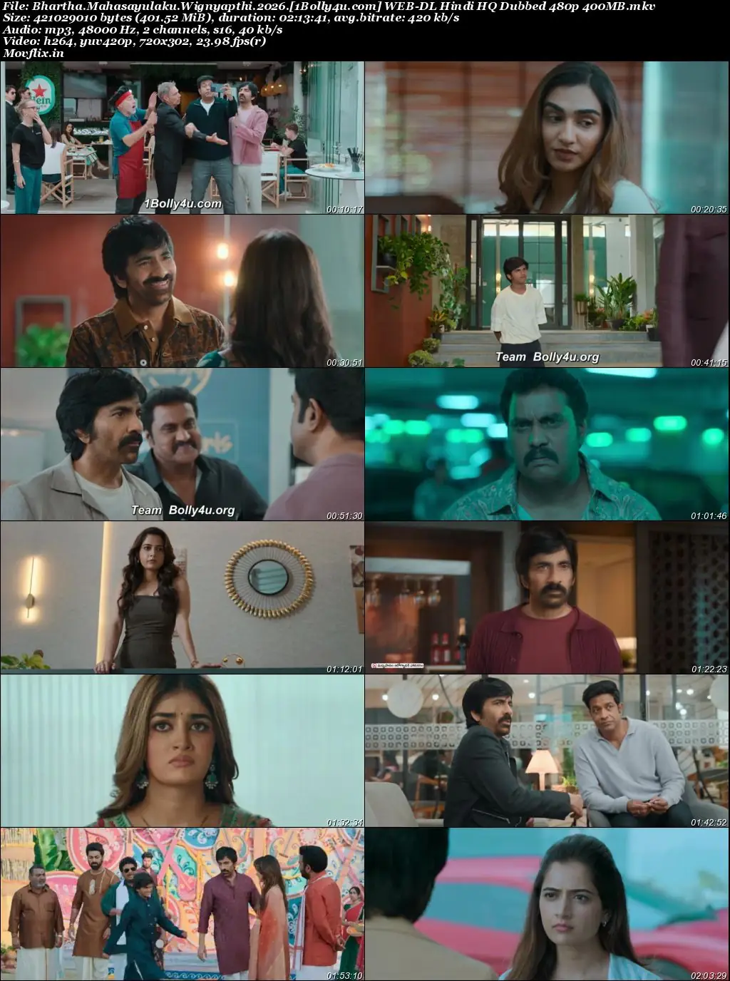 Bhartha Mahasayulaku Wignyapthi 2026 WEB-DL Hindi HQ Dubbed Full Movie Download 1080p  720p  480p still 1  Bolly4u Official