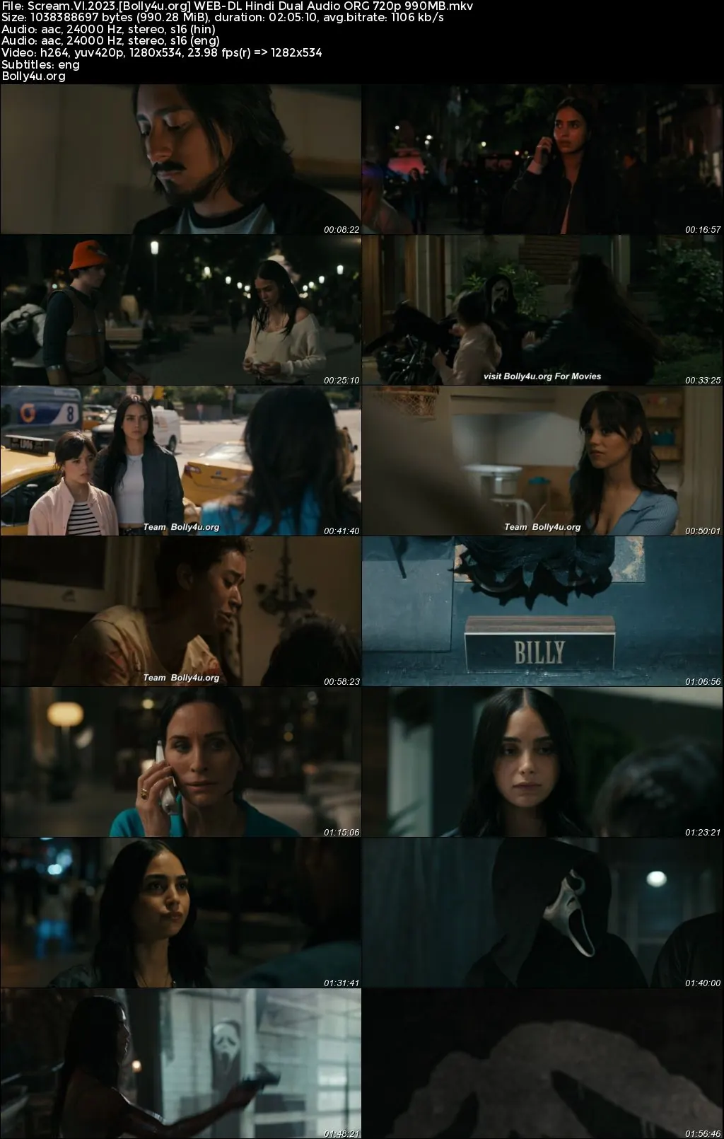 Scream VI 2023 WEB-DL Hindi Dual Audio ORG Full Movie Download 1080p  720p  480p