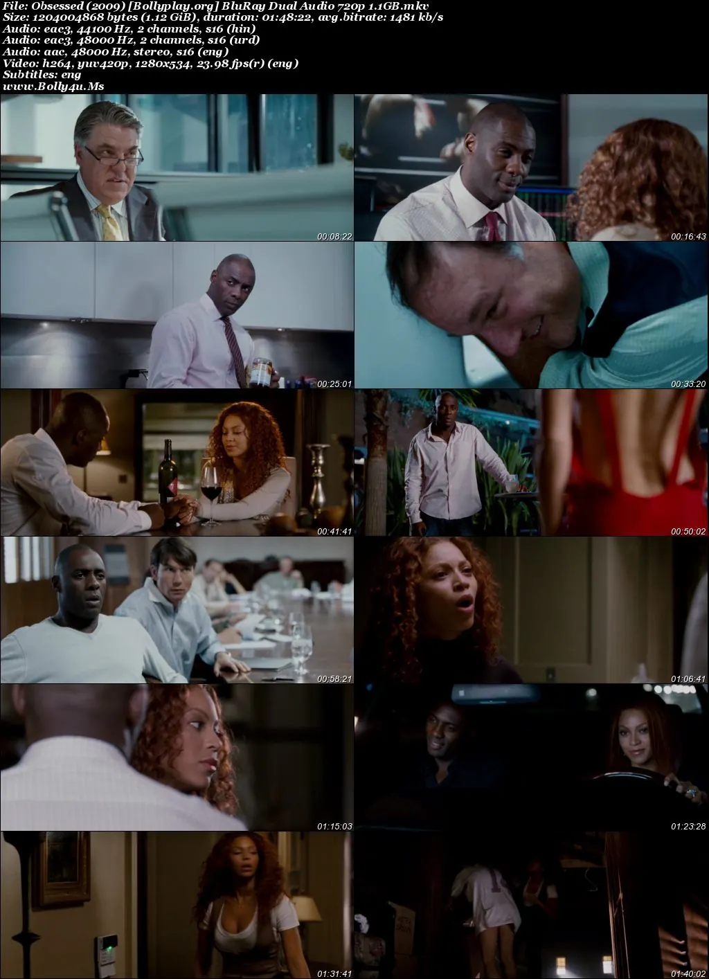 Obsessed 2009 BluRay Hindi Dual Audio Full Movie Download 720p  480p