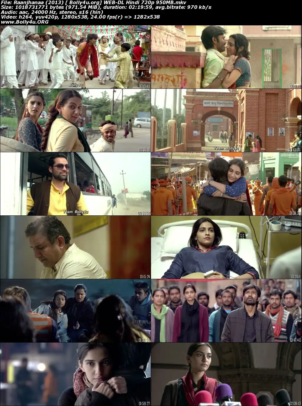 Raanjhanaa 2013 WEB-DL 950MB Full Hindi Movie Download 720p