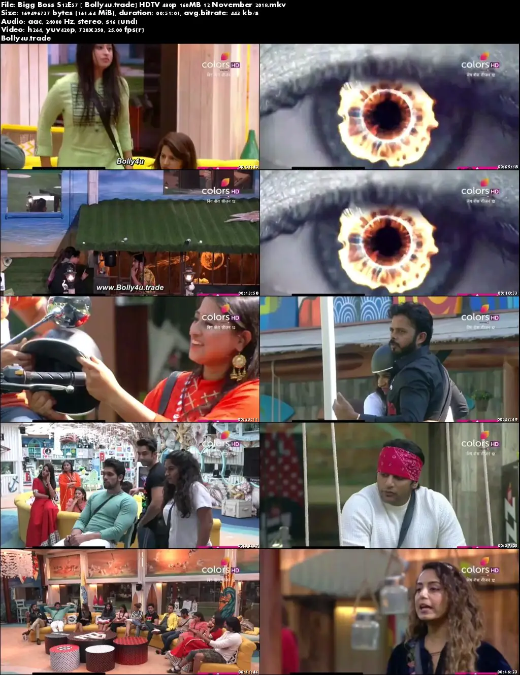 Bigg Boss S12E57 HDTV 480p 160MB 12 November 2018 Download
