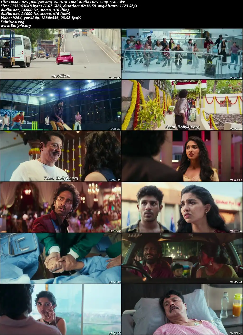 Dude 2025 WEB-DL UNCUT Hindi Dual Audio ORG Full Movie Download 1080p  720p  480p