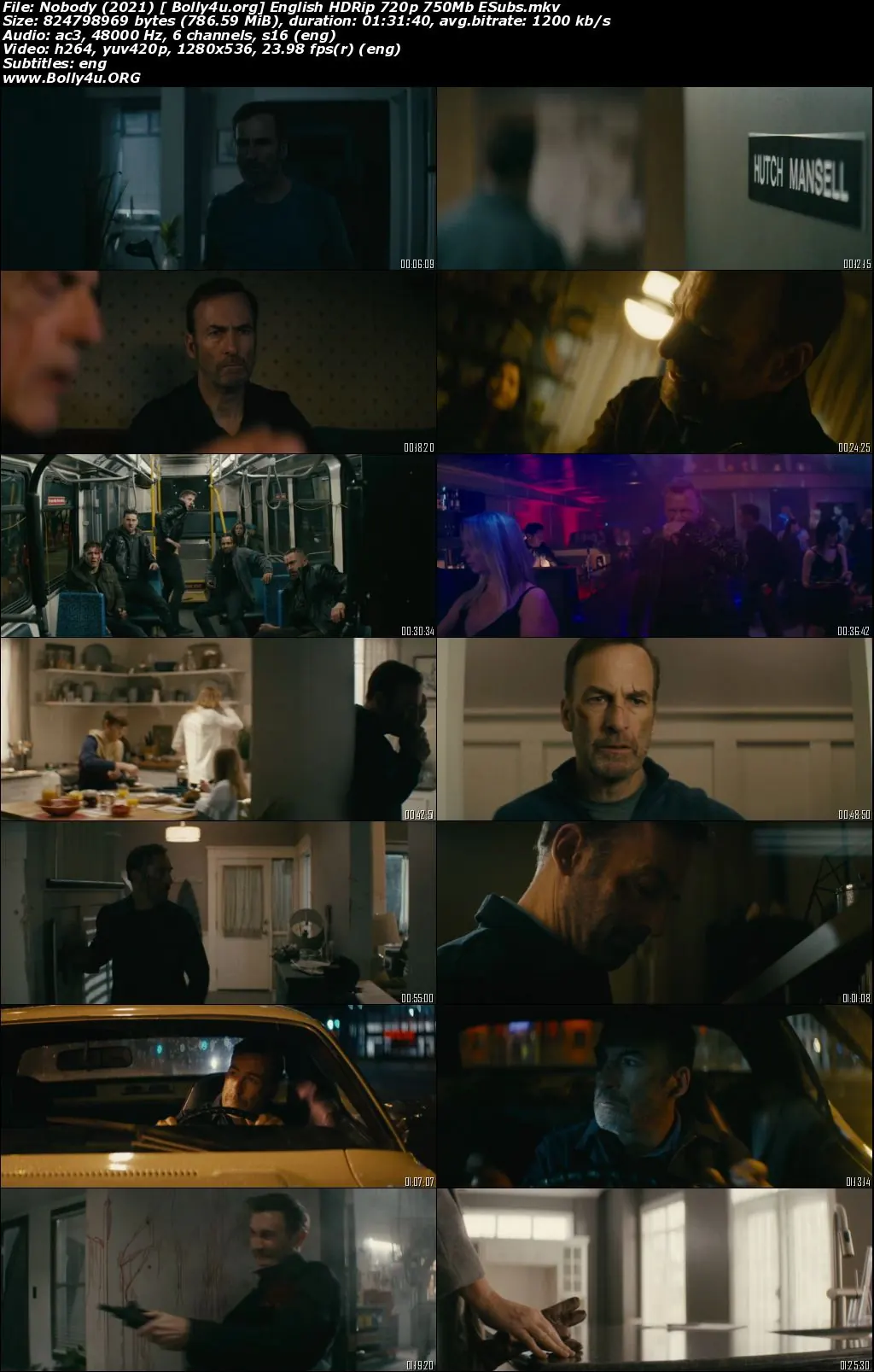 Nobody 2021 HDRip 300Mb English 480p ESubs Download