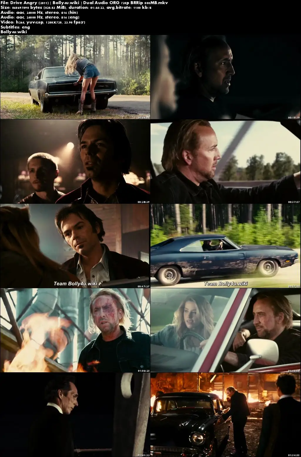 Drive Angry 2011 BRRip 350MB Hindi Dual Audio ORG 480p ESub Download