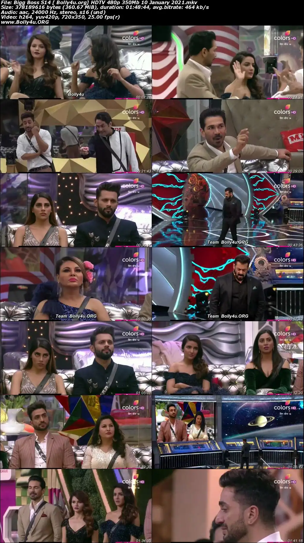 Bigg Boss S14 HDTV 480p 350Mb 10 January 2021 download