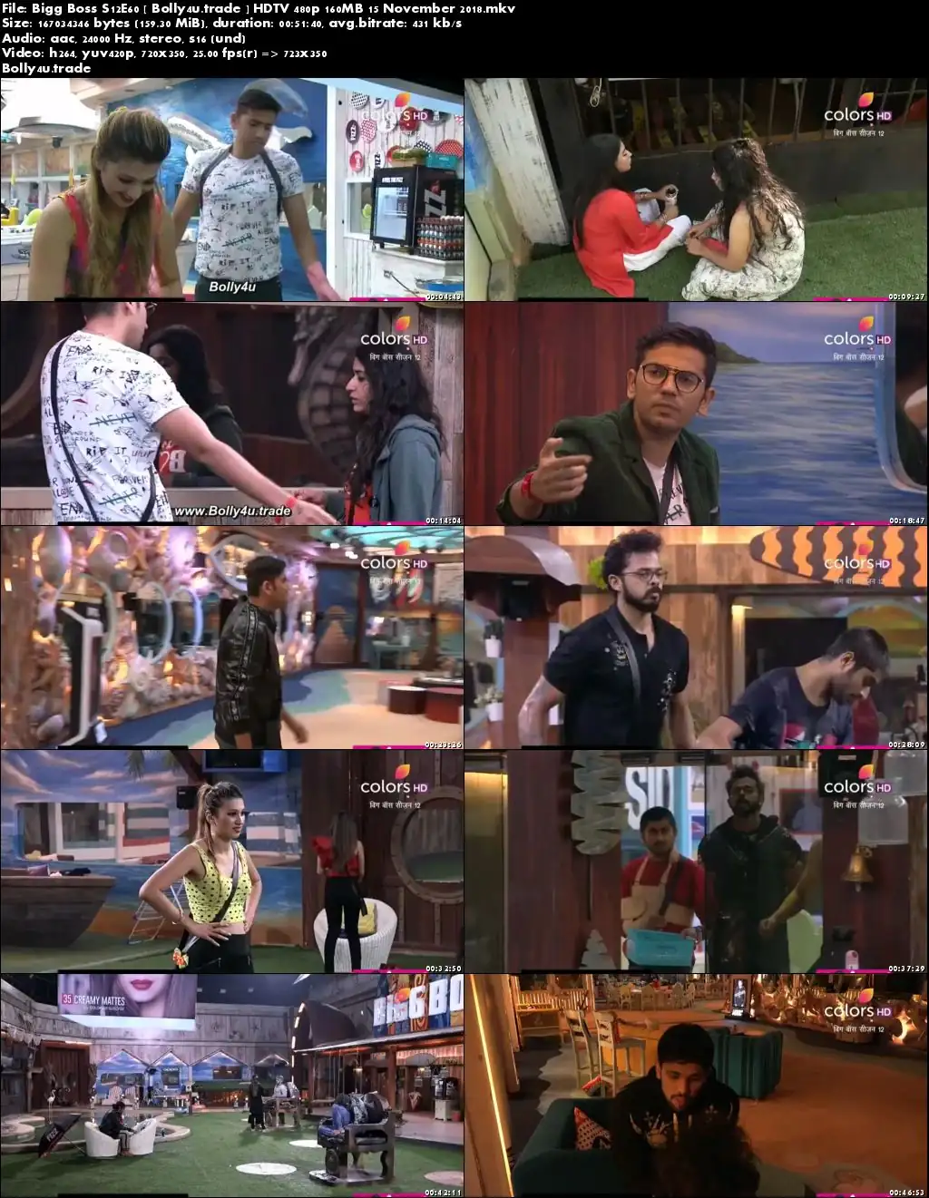 Bigg Boss S12E60 HDTV 480p 160MB 15 November 2018 Download