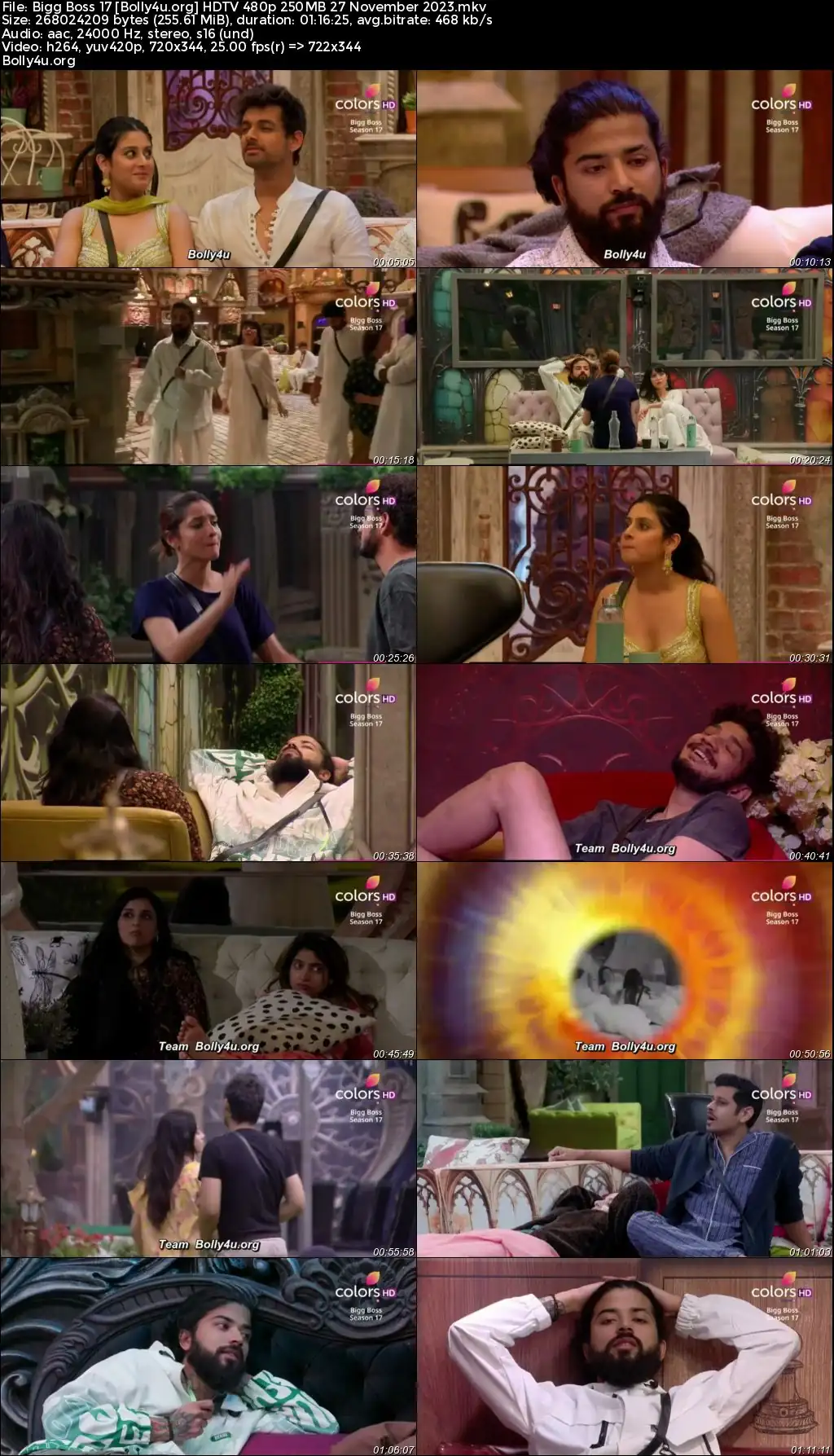 Bigg Boss 17 HDTV 480p 250MB 27 November 2023 Download
