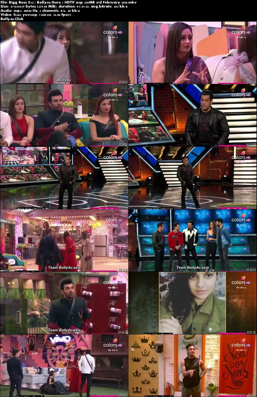 Bigg Boss S13 HDTV 480p 250MB 03 February 2020 Download