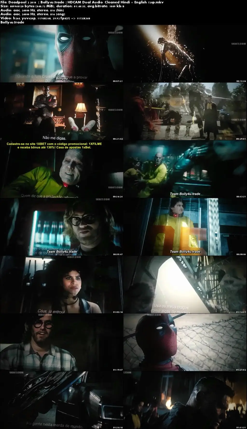 Deadpool 2 2018 NEW PROPER HDCAM Hindi Cleaned Dual Audio 480p 350MB Download