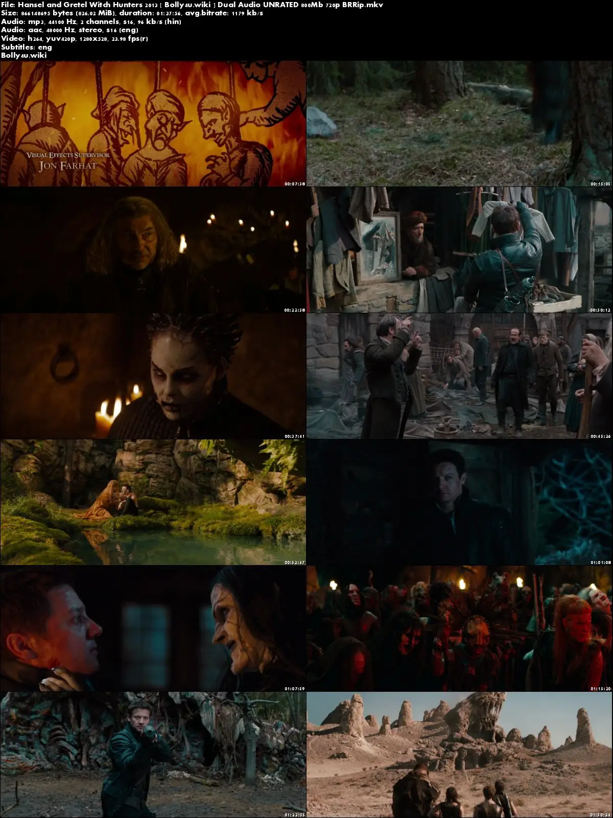 Hansel and Gretel Witch Hunters 2013 BRRip 300MB UNRATED Hindi Dual Audio 480p Download