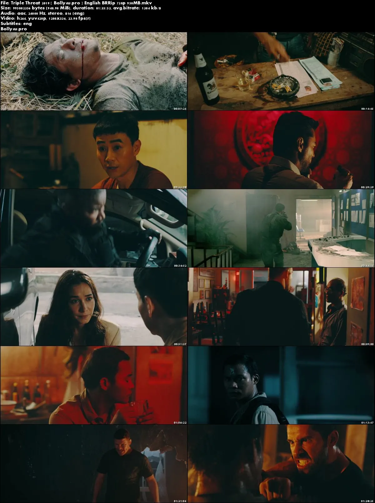 Triple Threat 2019 BRRip 950Mb English 720p ESub Download