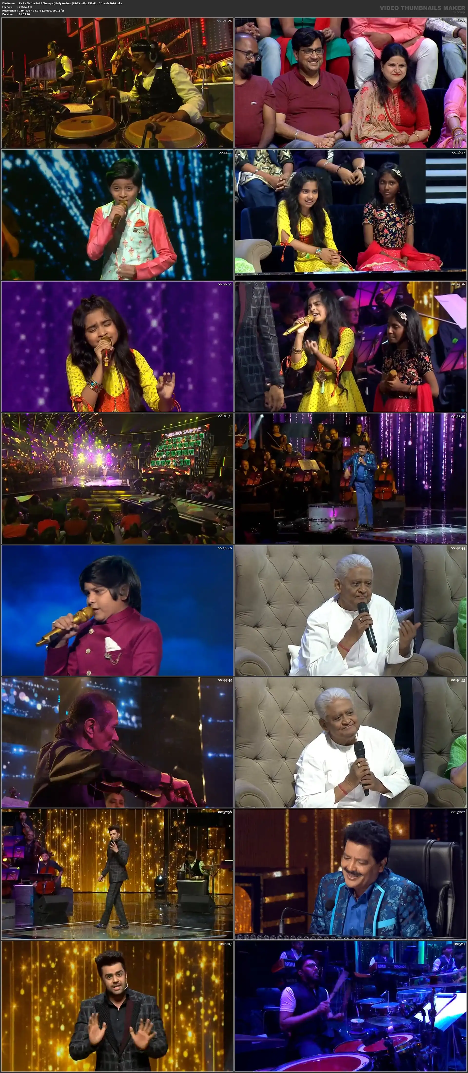 Sa Re Ga Ma Pa Lil Champs HDTV 480p 270Mb 15 March 2020 Download