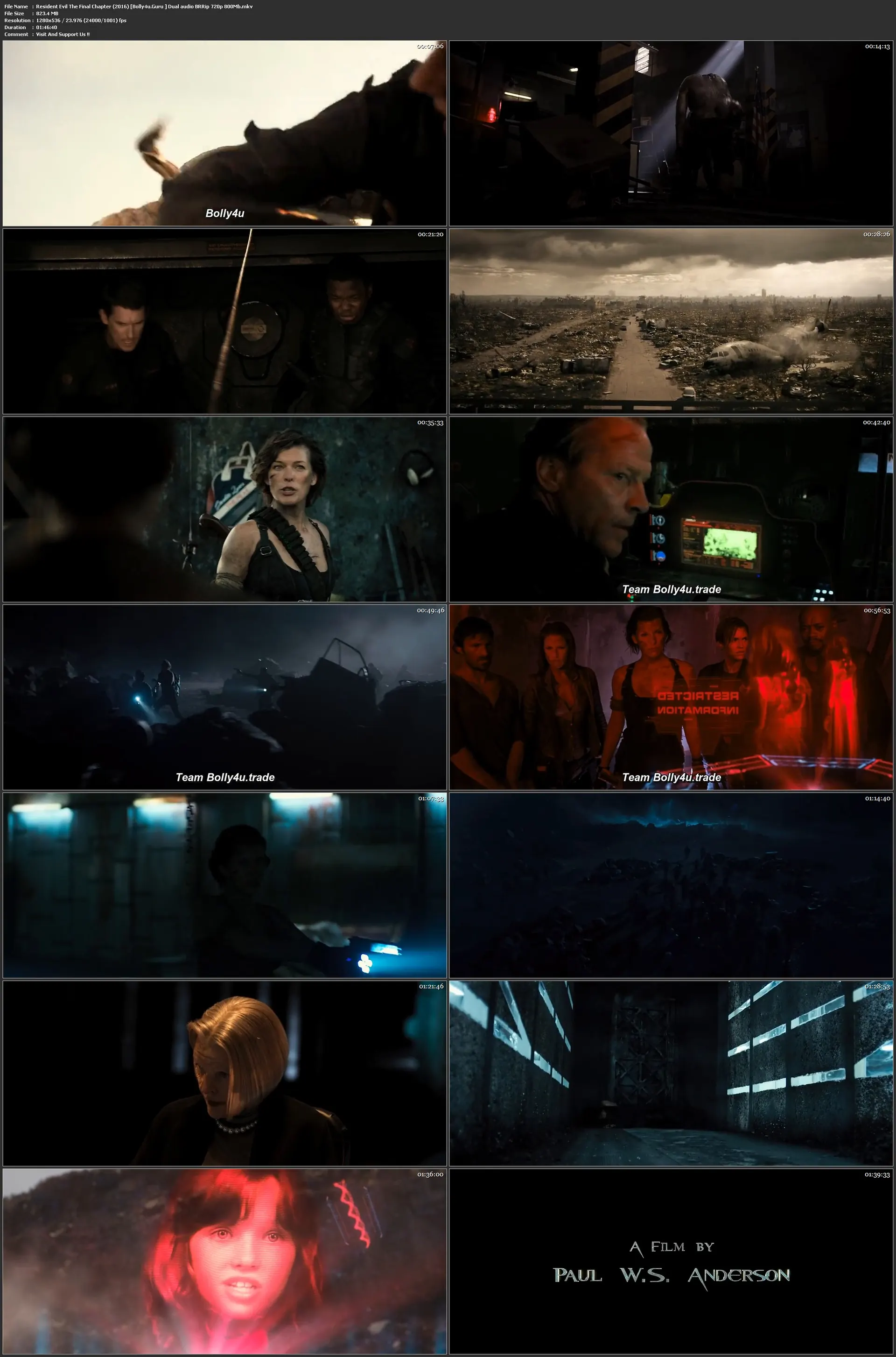 Resident Evil The Final Chapter 2016 BRRip 300Mb Hindi Dual Audio 480p Download