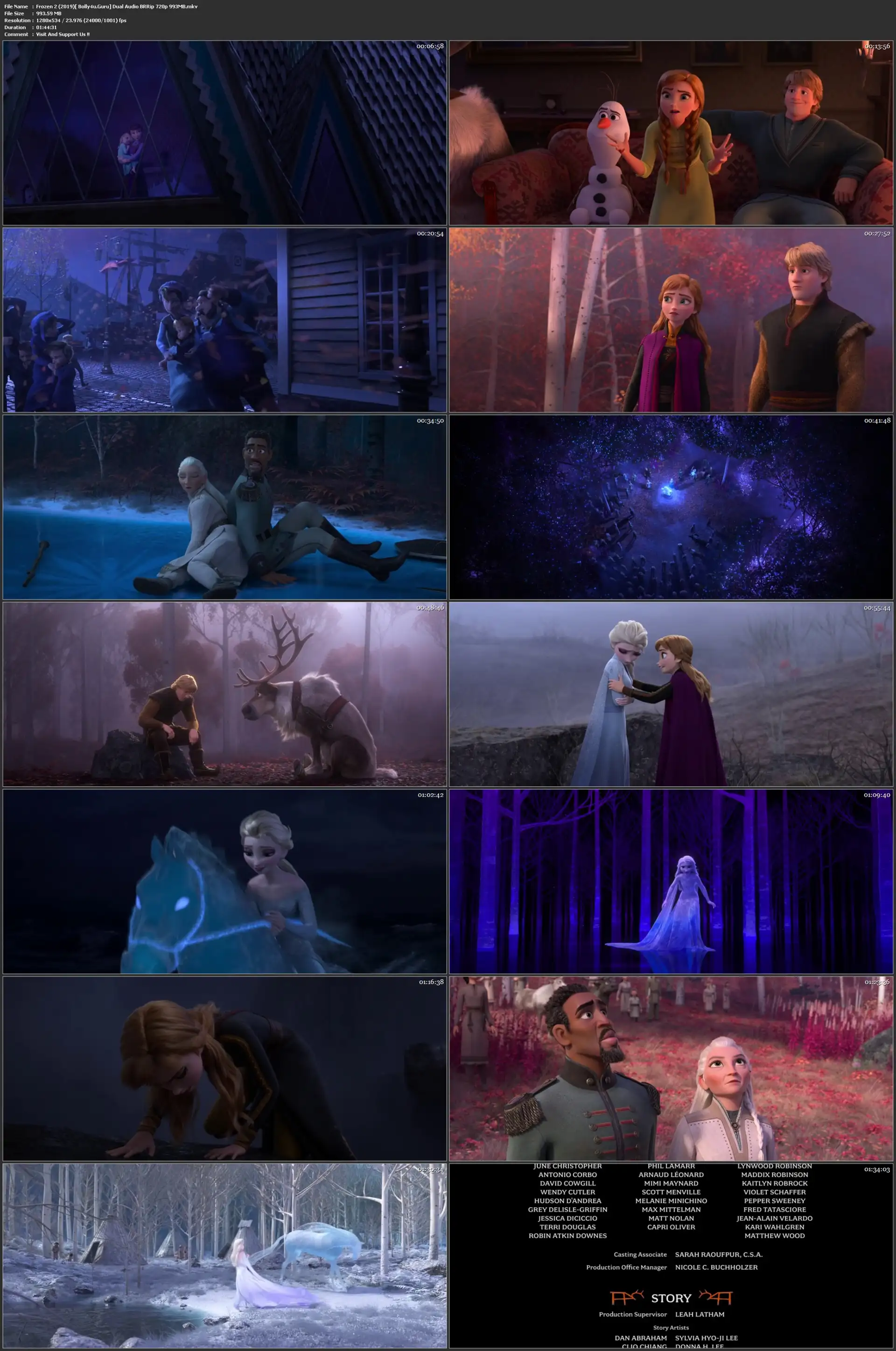 Frozen II 2019 BRRip 950Mb Hindi Dual Audio ORG 720p ESub Download