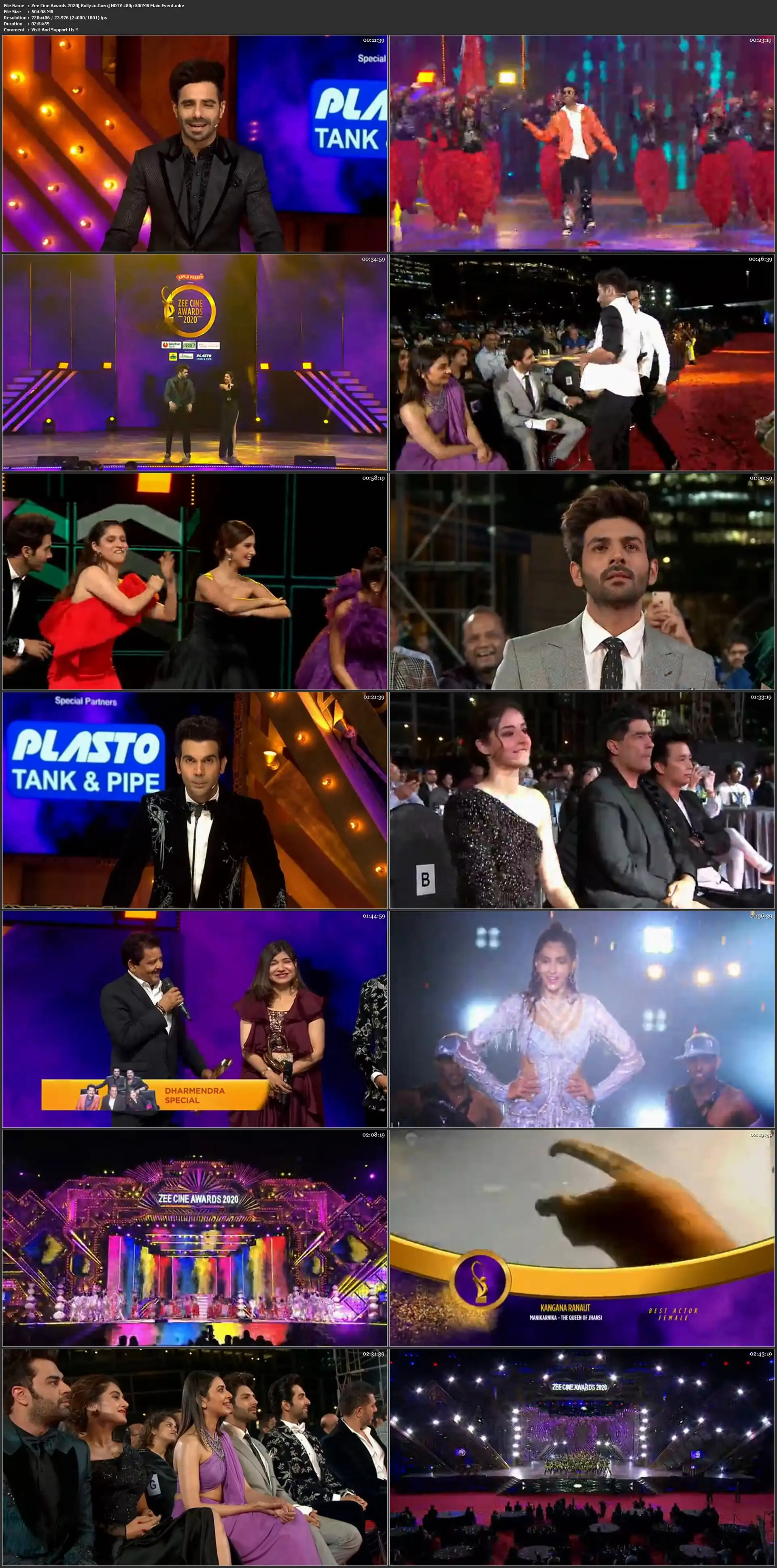 Zee Cine Awards 2020 HDTV Main Event 480p 500MB Download