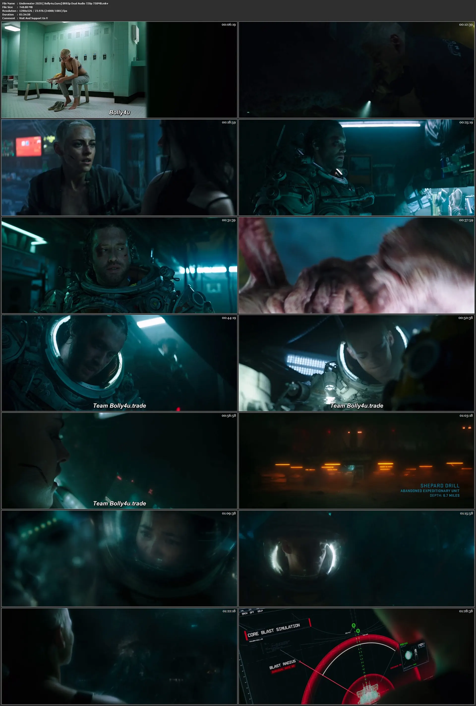 Underwater 2020 BRRip 750Mb Hindi Dual Audio ORG 720p Download