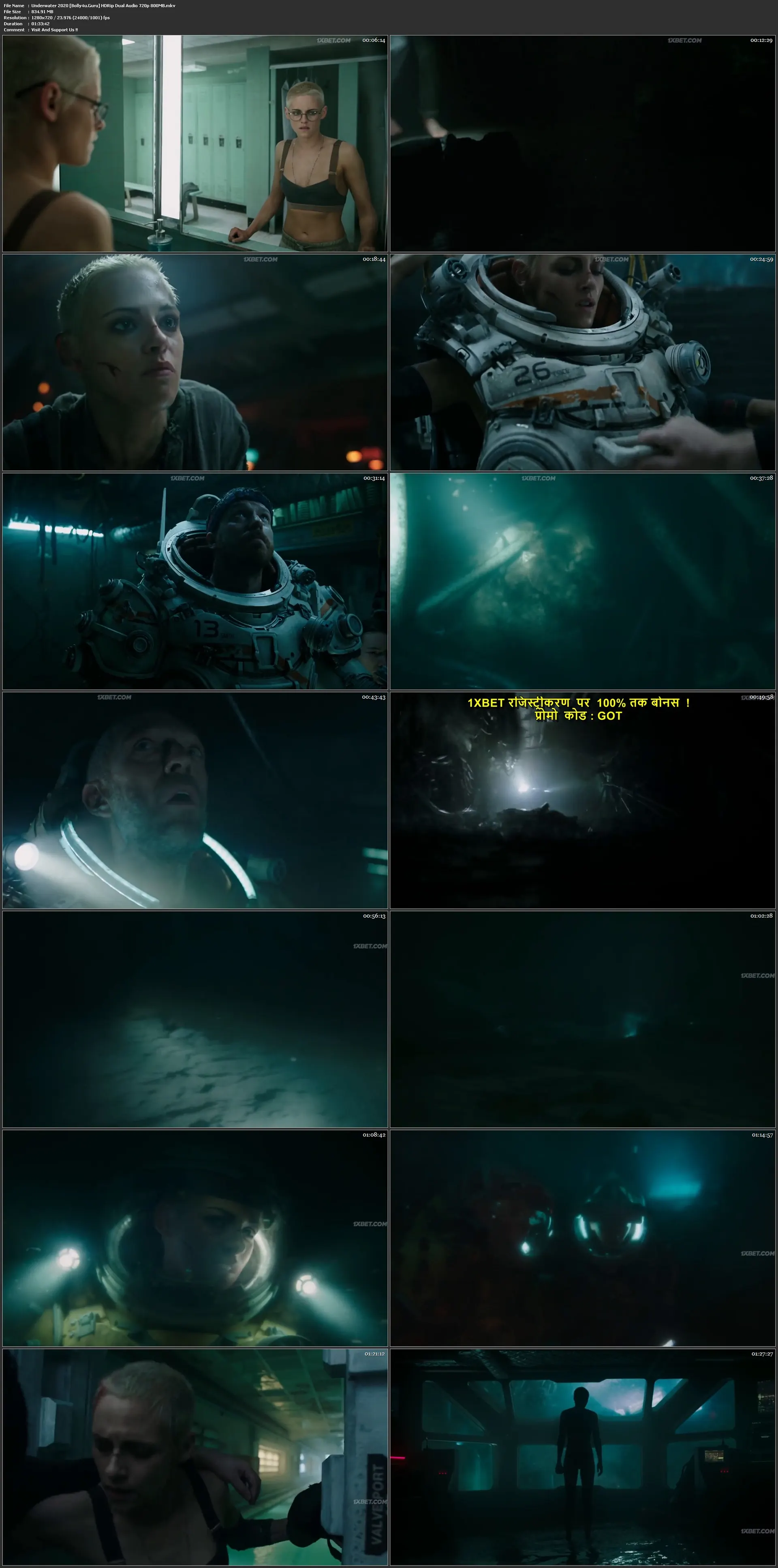 Underwater 2020 HDRip 300Mb Hindi Dual Audio 480p Download