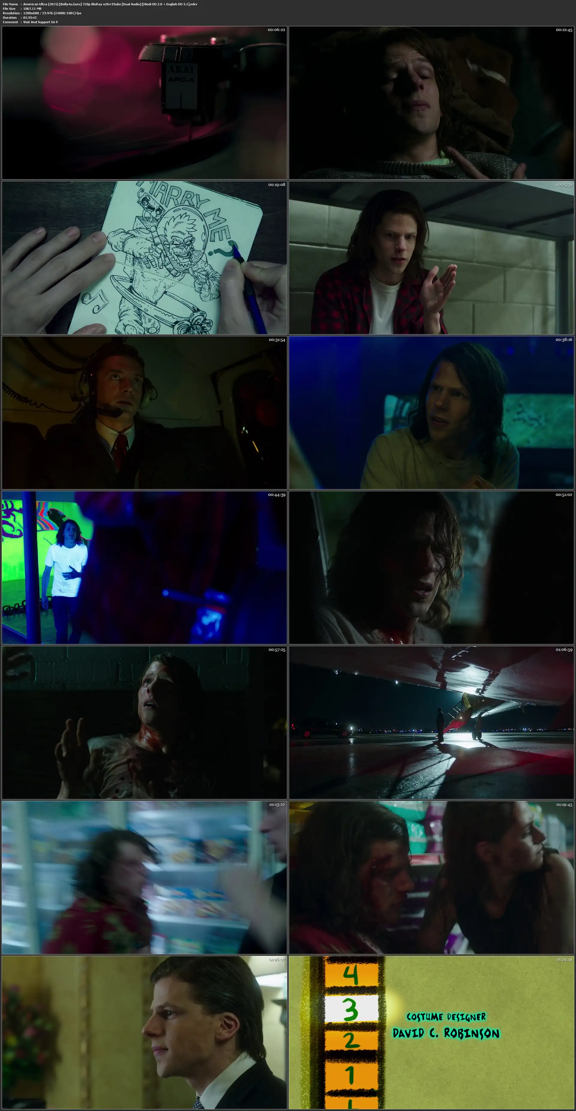 American Ultra 2015 BluRay 300Mb Hindi Dual Audio 480p Download