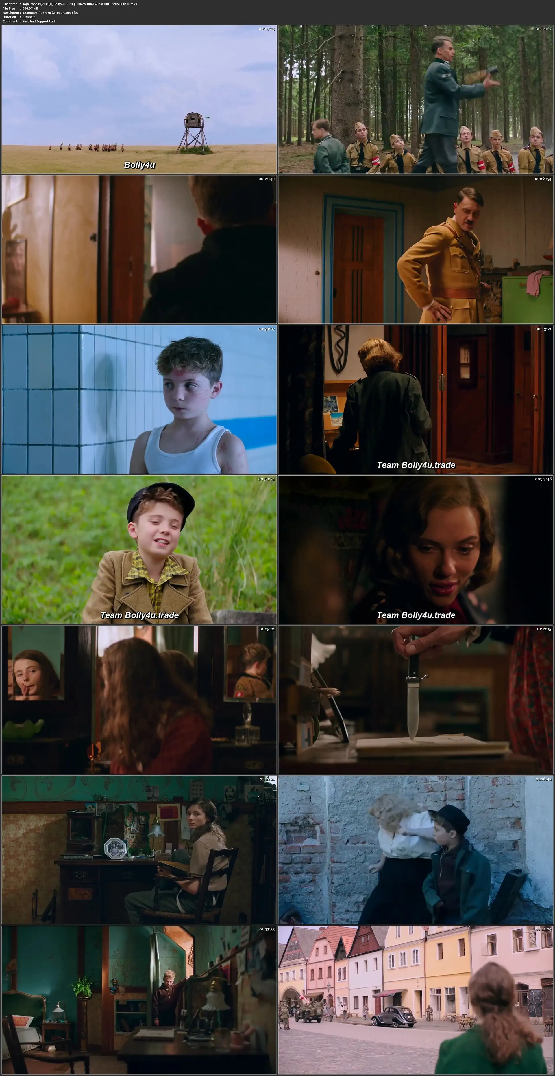 Jojo Rabbit 2019 BluRay 850MB Hindi Dual Audio ORG 720p Download