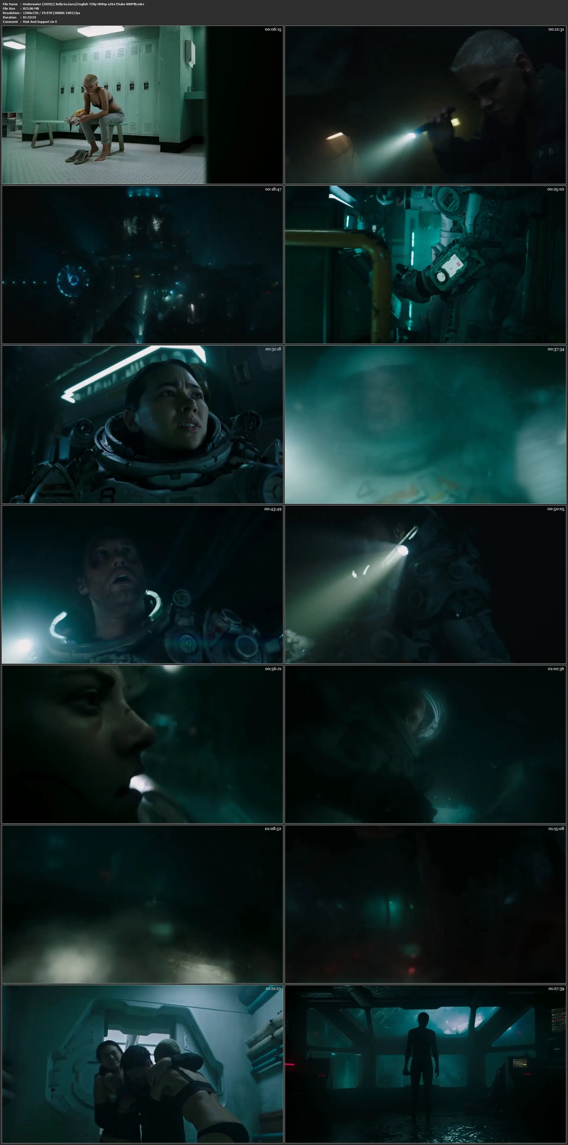 Underwater 2020 HDRip 800Mb English 720p ESub Download